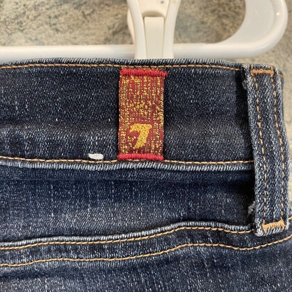 7 For All Mankind The Ankle Skinny Jeans Dark Wash Denim Blue Women Size 32 - Picture 7 of 8